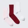 3-Pack Ribbed Crew Socks – Pink/Red/White 3-Pack Ribbed Crew Socks – Pink/Red/White