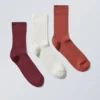 3-Pack Ribbed Crew Socks – Rust/Wine/Oat 3-Pack Ribbed Crew Socks – Rust/Wine/Oat