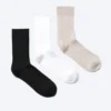 3-Pack Ribbed Crew Socks – White + Grey + Black 3-Pack Ribbed Crew Socks – White + Grey + Black