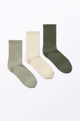 3-Pack Ribbed Socks – Light Green/Beige/Dark Green 3-Pack Ribbed Socks – Light Green/Beige/Dark Green
