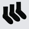 3-Pack Ribbed Sporty Crew Socks – Black 3-Pack Ribbed Sporty Crew Socks – Black