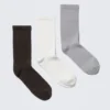 3-Pack Ribbed Sporty Crew Socks – Black/White/Grey 3-Pack Ribbed Sporty Crew Socks – Black/White/Grey