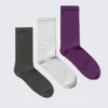 3-Pack Ribbed Sporty Crew Socks – Dark Grey/Light Grey/Violet 3-Pack Ribbed Sporty Crew Socks – Dark Grey/Light Grey/Violet