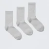 3-Pack Ribbed Sporty Crew Socks – Grey Melange 3-Pack Ribbed Sporty Crew Socks – Grey Melange