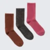 3-Pack Ribbed Washed Crew Socks – Rust/Black/Pink 3-Pack Ribbed Washed Crew Socks – Rust/Black/Pink