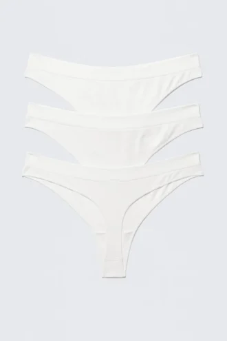 3-Pack Seamless Thongs – White