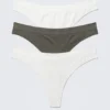3-Pack Seamless Thongs – White/Khaki Green 3-Pack Seamless Thongs – White/Khaki Green