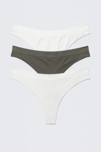 3-Pack Seamless Thongs – White/Khaki Green 3-Pack Seamless Thongs – White/Khaki Green