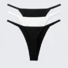 3-Pack Soft Cotton Thongs – Black/Black/White 3-Pack Soft Cotton Thongs – Black/Black/White