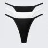 3-Pack Soft Cotton Thongs – Black/Black/White 3-Pack Soft Cotton Thongs – Black/Black/White