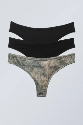 3-Pack Soul Soft Thongs – Black & Scribble