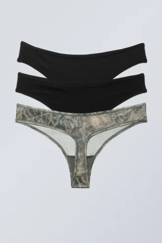 3-Pack Soul Soft Thongs – Black & Scribble