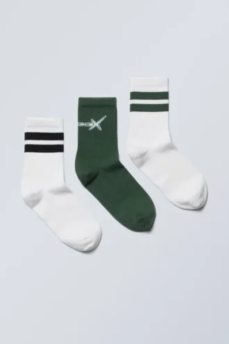 3-Pack Sport Graphic Socks – Green Black Stripes Hypnox