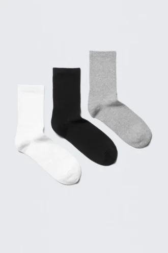 3-Pack Sport Socks – Black/White/Grey