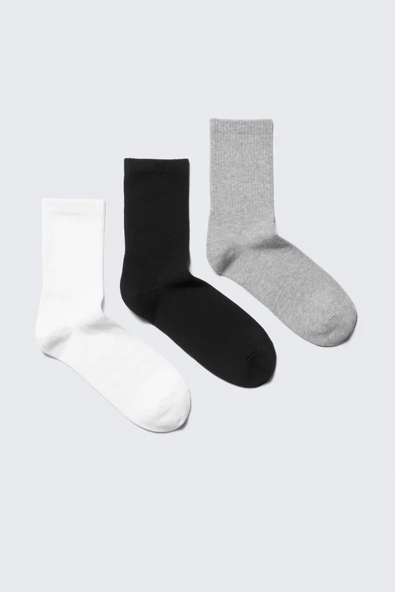 3-Pack Sport Socks – Black/White/Grey 3-Pack Sport Socks – Black/White/Grey