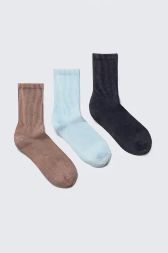 3-Pack Sport Socks – Rust/Light Blue/Dark Blue