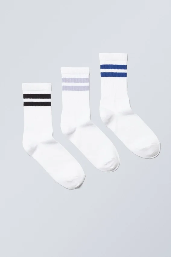 3-Pack Sport Striped Socks – Black Purple Blue Stripe 3-Pack Sport Striped Socks – Black Purple Blue Stripe