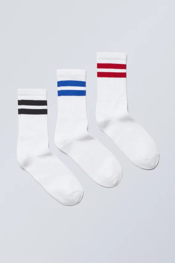 3-Pack Sport Striped Socks – Blue Black Red Stripe 3-Pack Sport Striped Socks – Blue Black Red Stripe