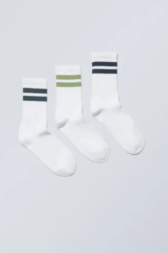 3-Pack Sport Striped Socks – Green Stripe Mix