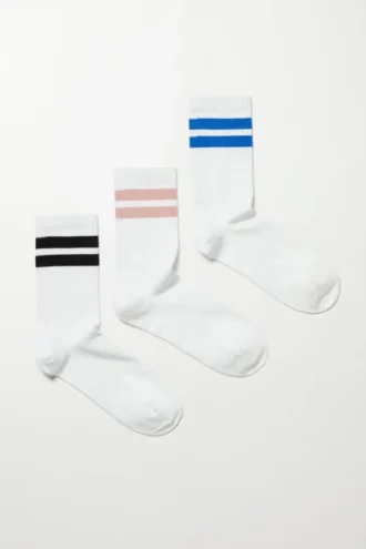 3-Pack Sport Striped Socks – White 3-Pack Sport Striped Socks – White