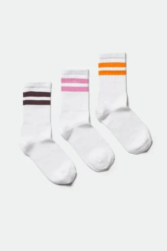 3-Pack Sport Striped Socks – White W Multi Stripe