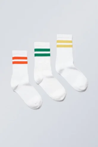 3-Pack Sport Striped Socks – Yellow Green Red