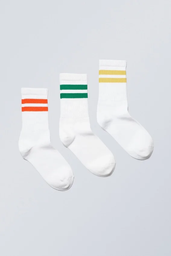 3-Pack Sport Striped Socks – Yellow Green Red 3-Pack Sport Striped Socks – Yellow Green Red
