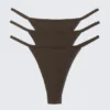 3-Pack Stella Ribbed Cotton Thongs – Dark Brown 3-Pack Stella Ribbed Cotton Thongs – Dark Brown