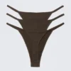3-Pack Stella Ribbed Cotton Thongs – Dark Brown 3-Pack Stella Ribbed Cotton Thongs – Dark Brown