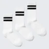 3-Pack Striped Crew Socks – White – Black Stripes 3-Pack Striped Crew Socks – White – Black Stripes