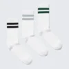 3-Pack Striped Crew Socks – White Multi Stripe 3-Pack Striped Crew Socks – White Multi Stripe