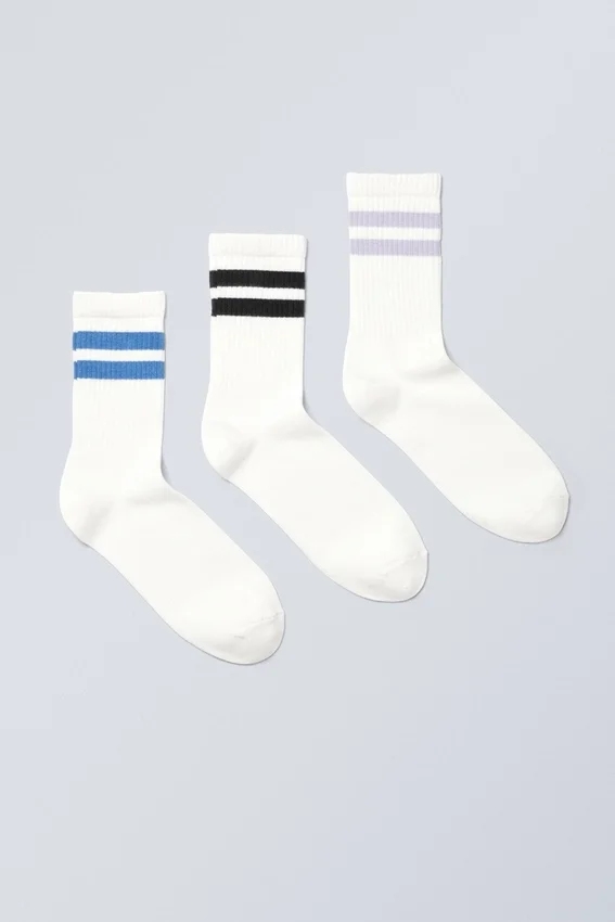 3-Pack Striped Sport Socks – Blue/Black/Purple Stripe 3-Pack Striped Sport Socks – Blue/Black/Purple Stripe