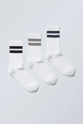 3-Pack Striped Sport Socks – Grey Navy Black Stripe