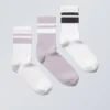 3-Pack Striped Sport Socks – Lilac Black Stripe 3-Pack Striped Sport Socks – Lilac Black Stripe