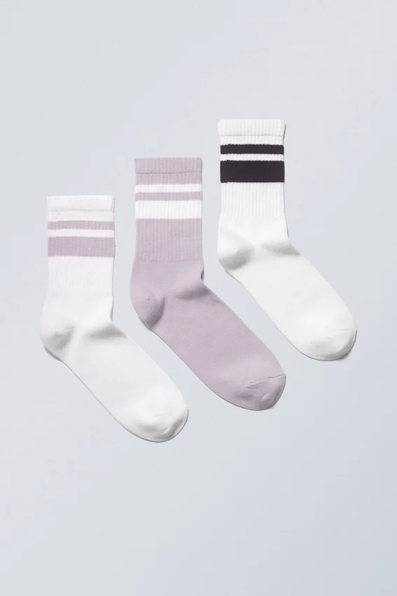 3-Pack Striped Sport Socks – Lilac Black Stripe 3-Pack Striped Sport Socks – Lilac Black Stripe
