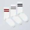 3-Pack Striped Sport Socks – Red Grey Black Stripe