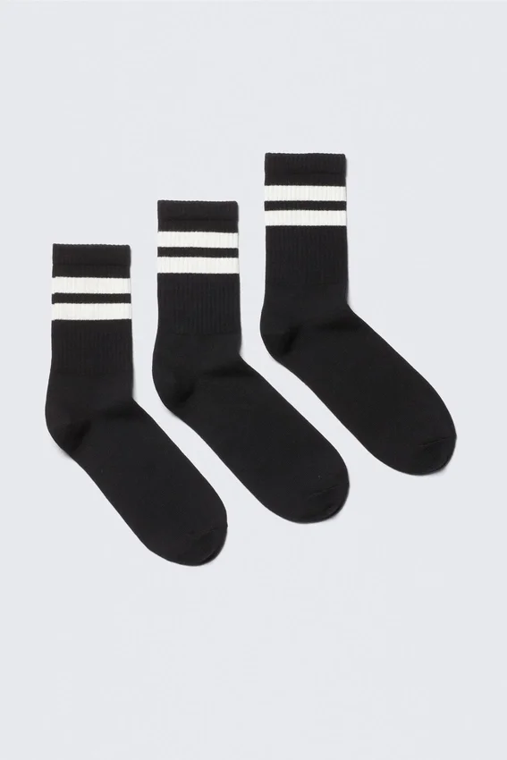 3-Pack Striped Sport Socks – Striped Black 3-Pack Striped Sport Socks – Striped Black