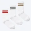 3-Pack Striped Sport Socks – Striped White – Red/Grey/Mole 3-Pack Striped Sport Socks – Striped White – Red/Grey/Mole
