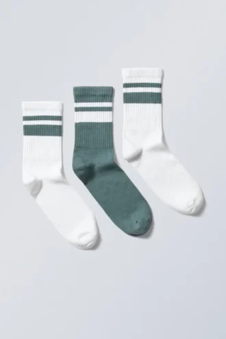 3-Pack Striped Sport Socks – Turquoise