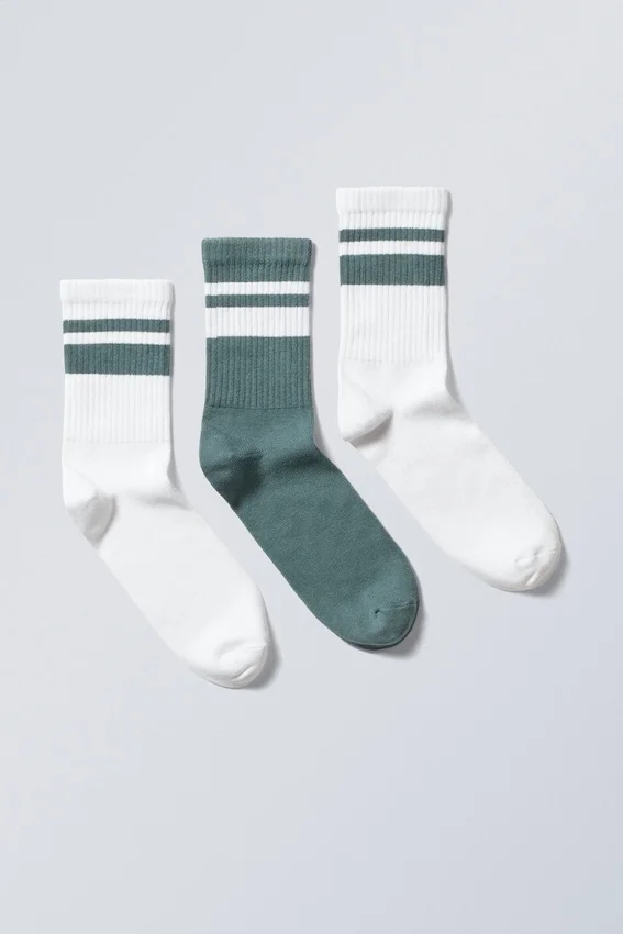 3-Pack Striped Sport Socks – Turquoise 3-Pack Striped Sport Socks – Turquoise
