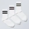 3-Pack Striped Sport Socks – White – Black/Brown/Green