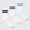 3-Pack Striped Sport Socks – White – Black/Green/Blue 3-Pack Striped Sport Socks – White – Black/Green/Blue