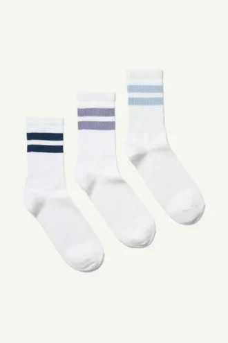 3-Pack Striped Sport Socks – White Multi Stripe