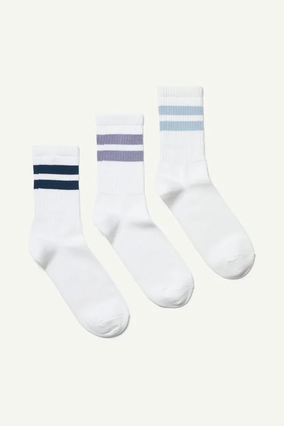 3-Pack Striped Sport Socks – White Multi Stripe 3-Pack Striped Sport Socks – White Multi Stripe