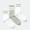 3-Pack Striped Sport Socks – White & Sage 3-Pack Striped Sport Socks – White & Sage