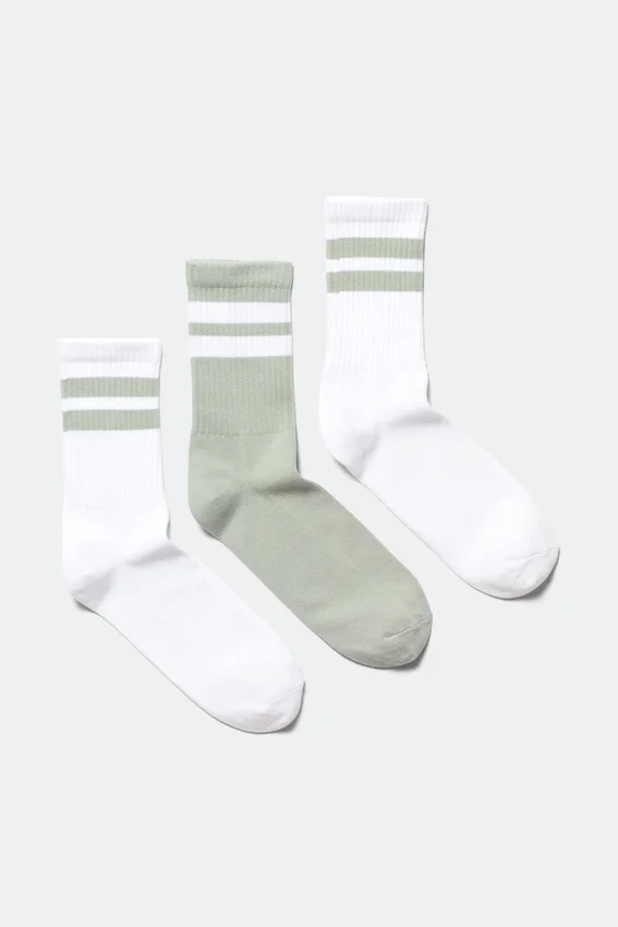 3-Pack Striped Sport Socks – White & Sage 3-Pack Striped Sport Socks – White & Sage