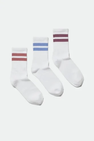 3-Pack Striped Sport Socks – White Stripes