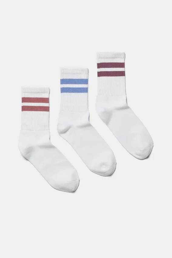 3-Pack Striped Sport Socks – White Stripes 3-Pack Striped Sport Socks – White Stripes