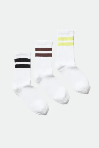 3-Pack Striped Sport Socks – White W Stripes