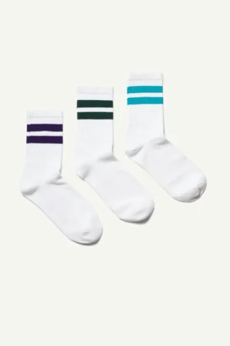 3-Pack Striped Sport Socks – White W Stripes